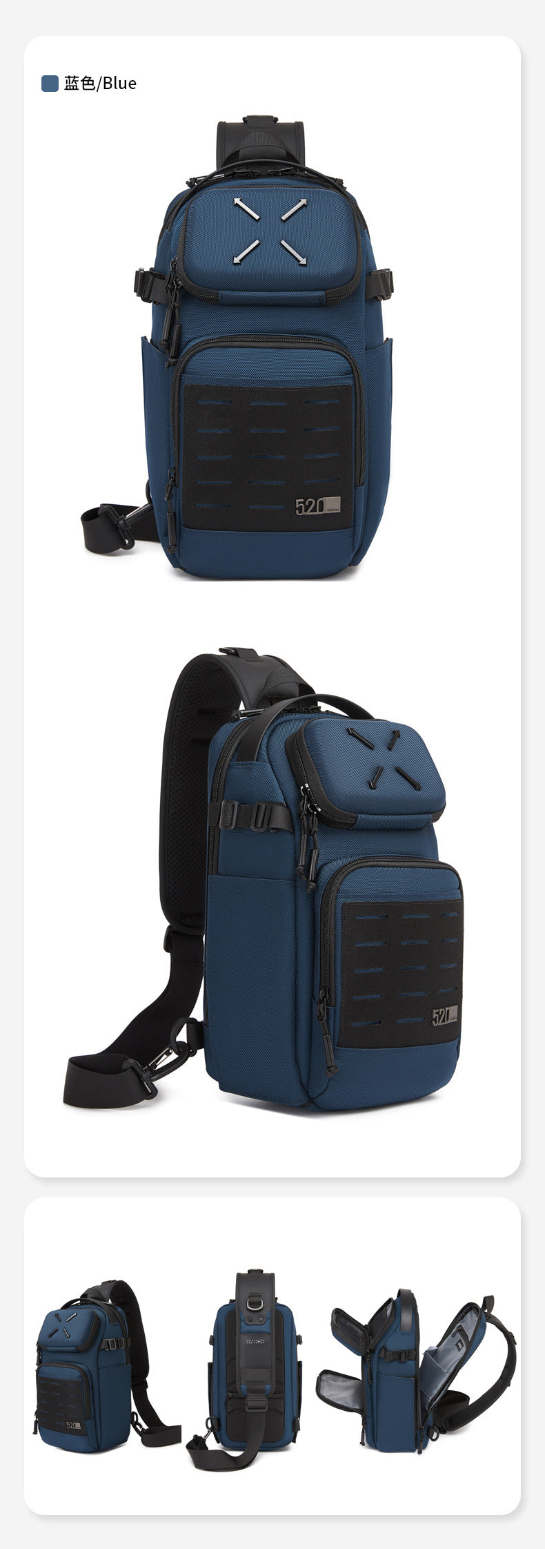 ozuko Men's Chest Bag Crossbody Bag High-end Waterproof Large Capacity Trendy Men's Shoulder Bag Commuting Portable Bag - 图片 29