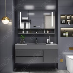 Large Matte Black Wall-mounted Bathroom Cabinet 36 Inches Unique Standing American Bathroom Vanity Set
