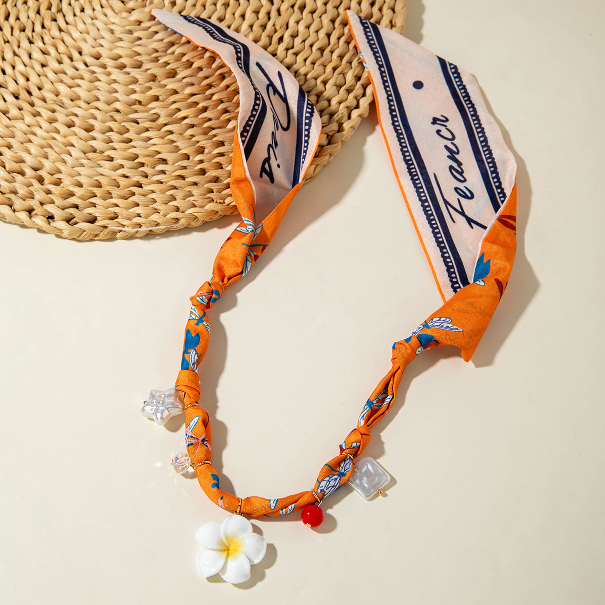 European and American Style Long Silk Scarf Necklace, Light Luxury High-End Feel, Multiple Pendants, Pearl Colorful Silk Scarf Necklace - 图片 16