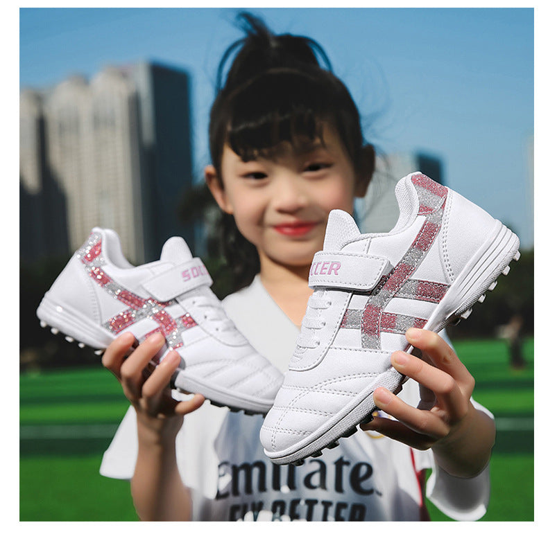 New football shoes for men and women with Velcro for children TF Broken Nail Style Youth Student Grassland Flat Training Shoes - 图片 18