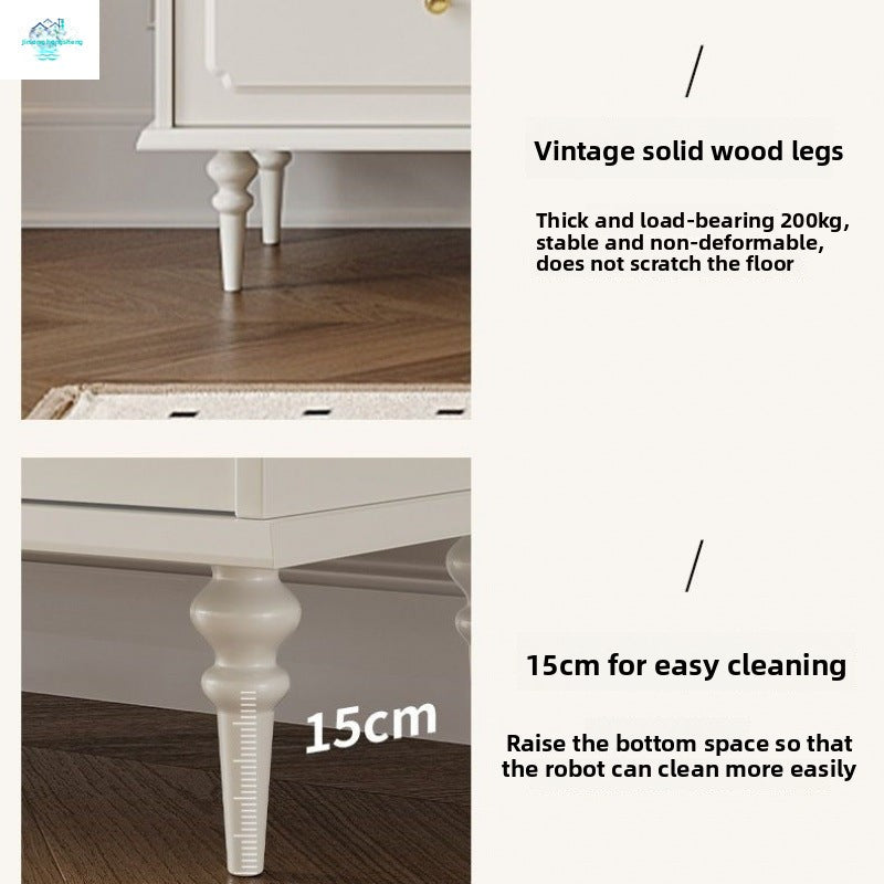 French Style Solid Wood Light Luxury Retro TV Cabinet and Coffee Table Set for Home Living Room Small Apartment New American Style TV Cabinet - 图片 30