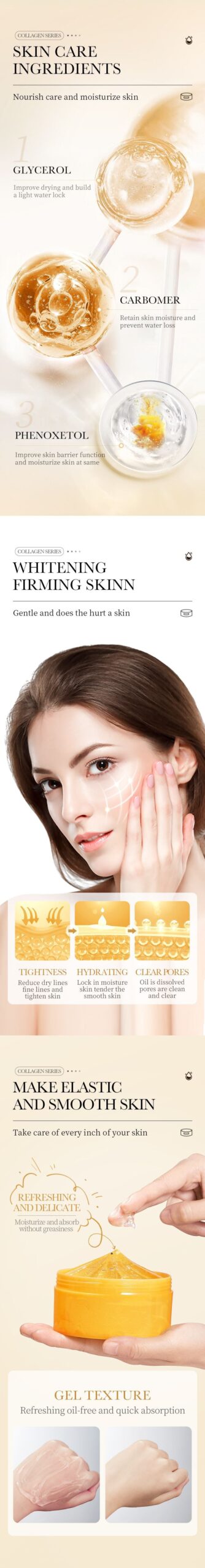 Collagen Gel300g SADOER Hydrating Moisturizing Refreshing Gel Wholesale - 图片 9