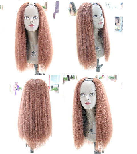 Factory Direct Sale V-part brown Yaki Straight Wig - 图片 9