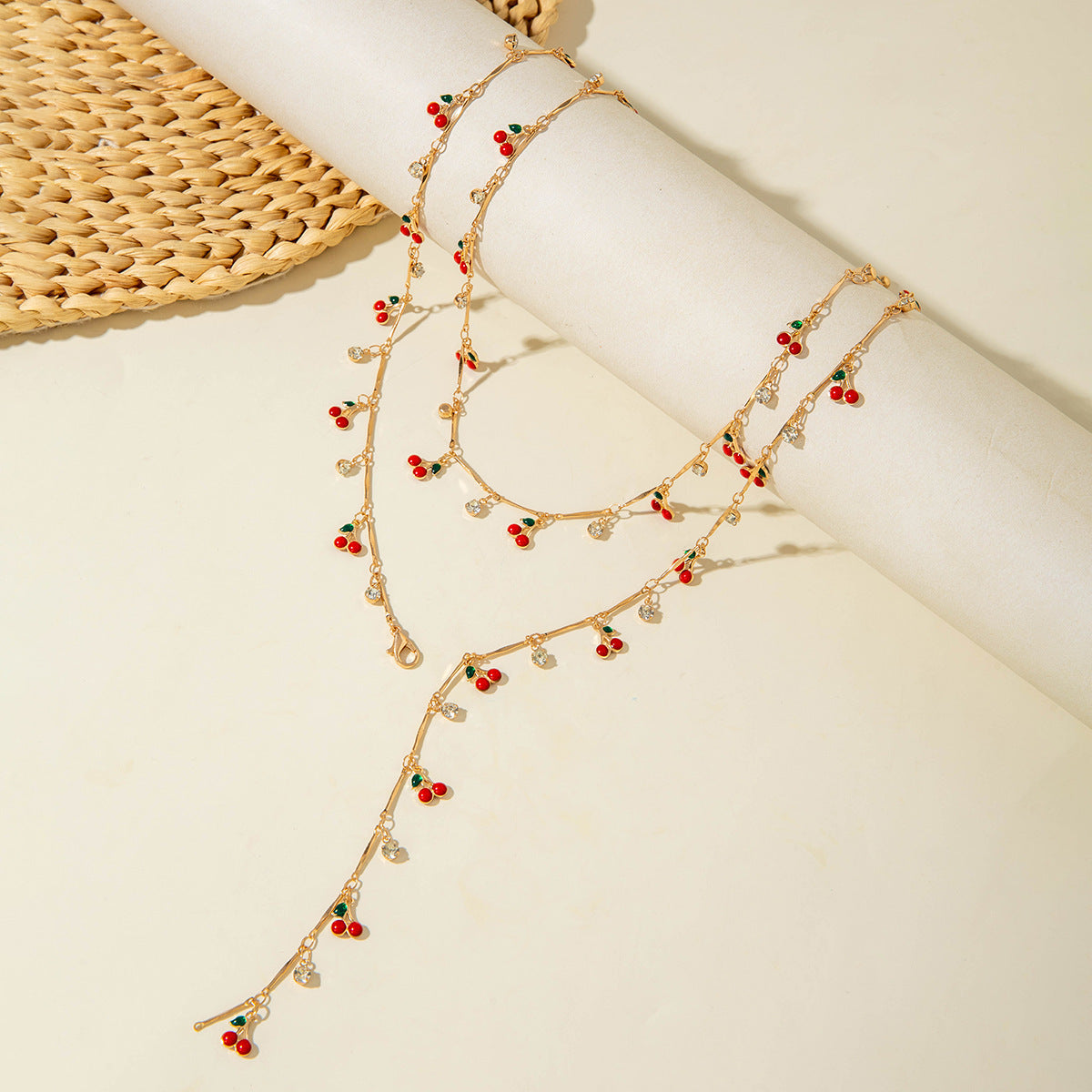 European and American Style Jewelry Light Luxury Imitation Pearl Cherry Necklace High-End Versatile Grass Multi-Layer Stacking Necklace Wholesale - 图片 43