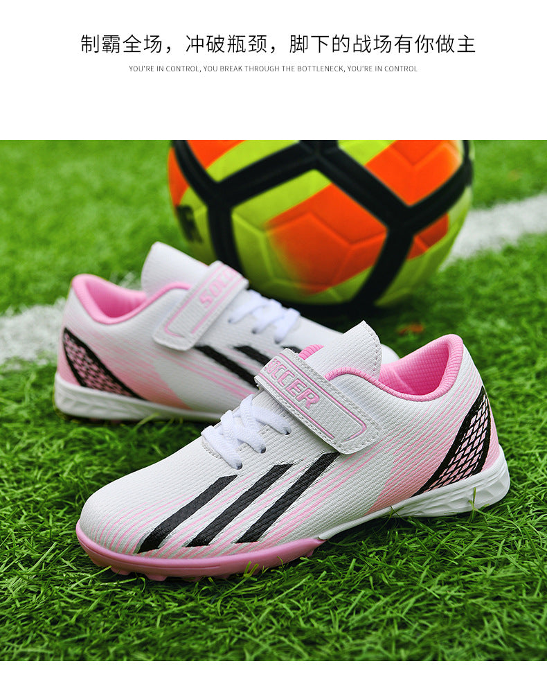 New football shoes for men and women with Velcro for children TF Broken Nail Style Youth Student Grassland Flat Training Shoes - 图片 31