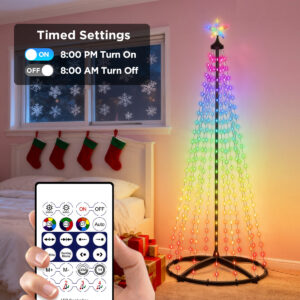 Christmas Tree Decoration Light Bluetooth Stand Tree Light Christmas Lighting Garden Decoration Light Pentagram Waterfall Light USB Style