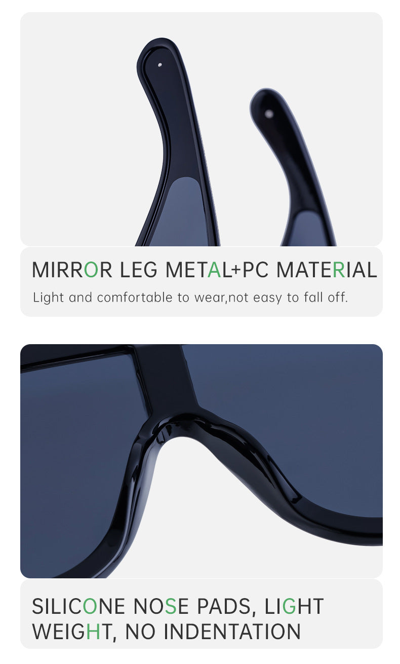 European and American Fashion One-piece Large Frame Sports Sunscreen Sunglasses Women's Trendy Sports Cycling Windproof Sunglasses Men's Glasses - 图片 17