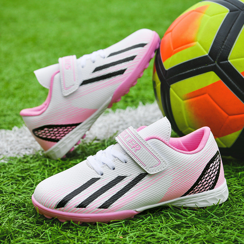 New football shoes for men and women with Velcro for children TF Broken Nail Style Youth Student Grassland Flat Training Shoes - 图片 7