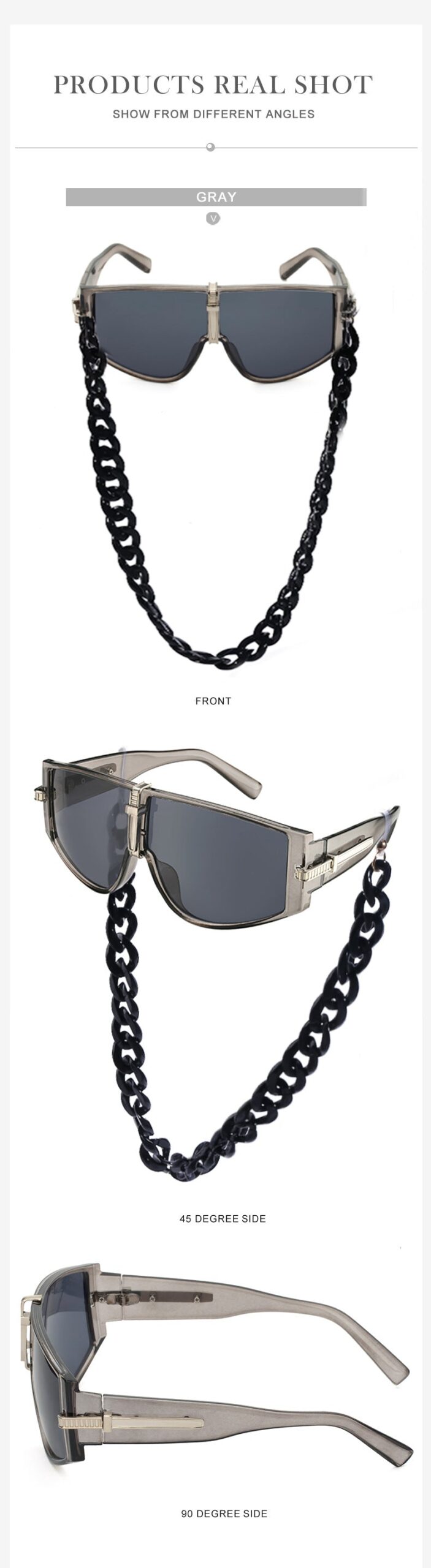 Sunglasses for Women Korean Style Chain Sunglasses Trendy sunglasses European and American Fashion Outdoor Street Style Glasses shade - 图片 22