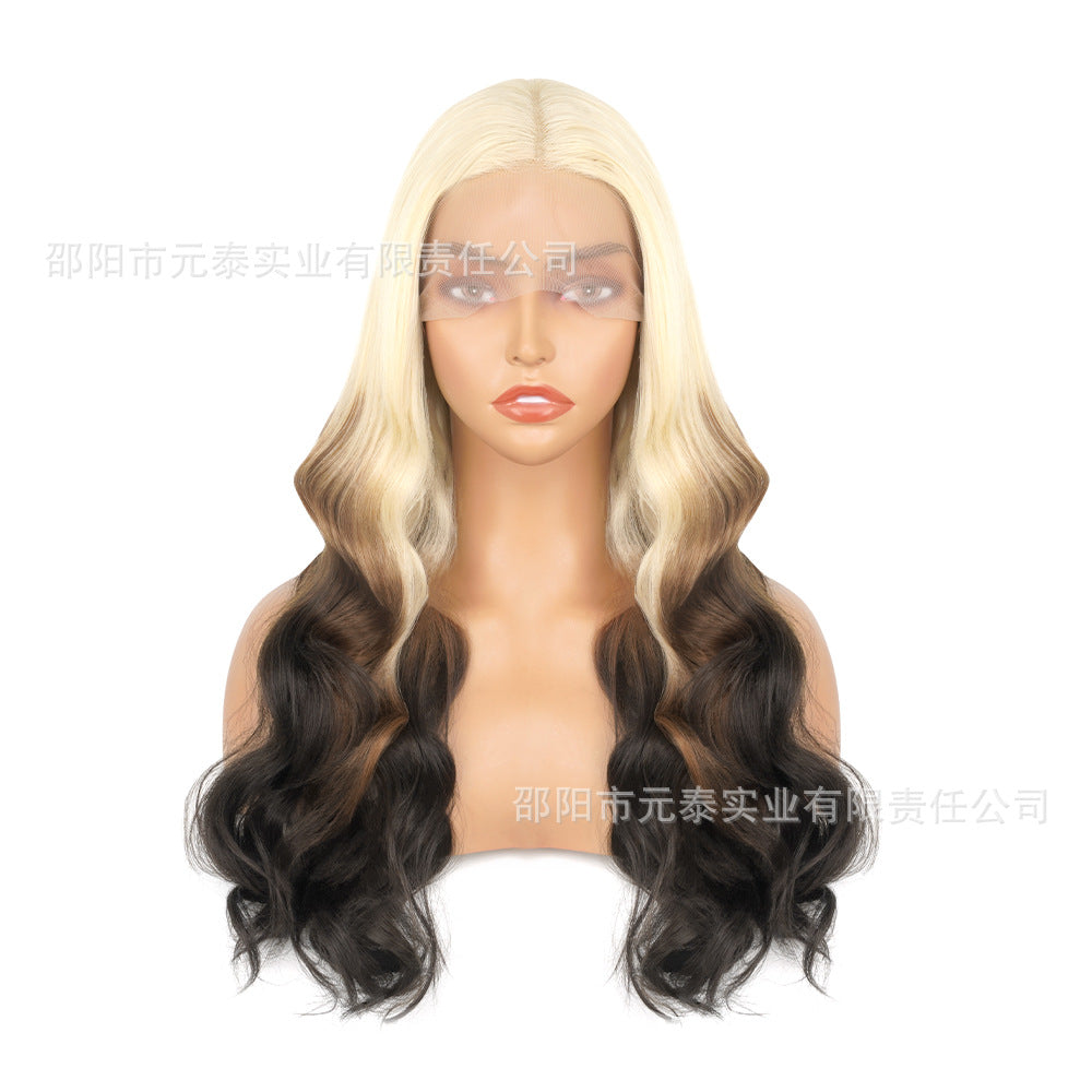 Lace Front Big Wave Synthetic Wig Long Curly Hair frontalwig Gradient Highlight Headband Gradient Highlight - 图片 7