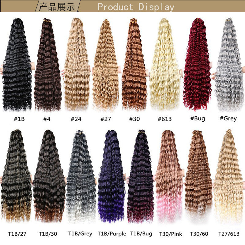 European and American Style Synthetic Hair Domestic Wig Crochet Hair Extensions Curly Hair Piece Deep Wave Bulk hair 30in120g - 图片 18