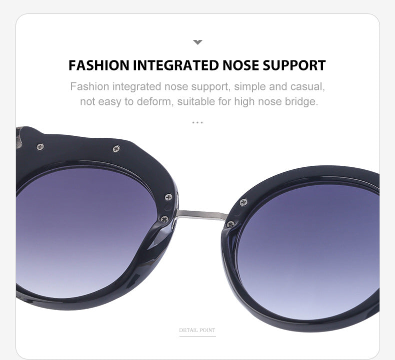 2025New Anti-Blue Light Glasses for Women Leopard Head Diamond-Studded European and American Round Frame Sunglasses Trendy Large Frame Sunglasses High-End Feel - 图片 28