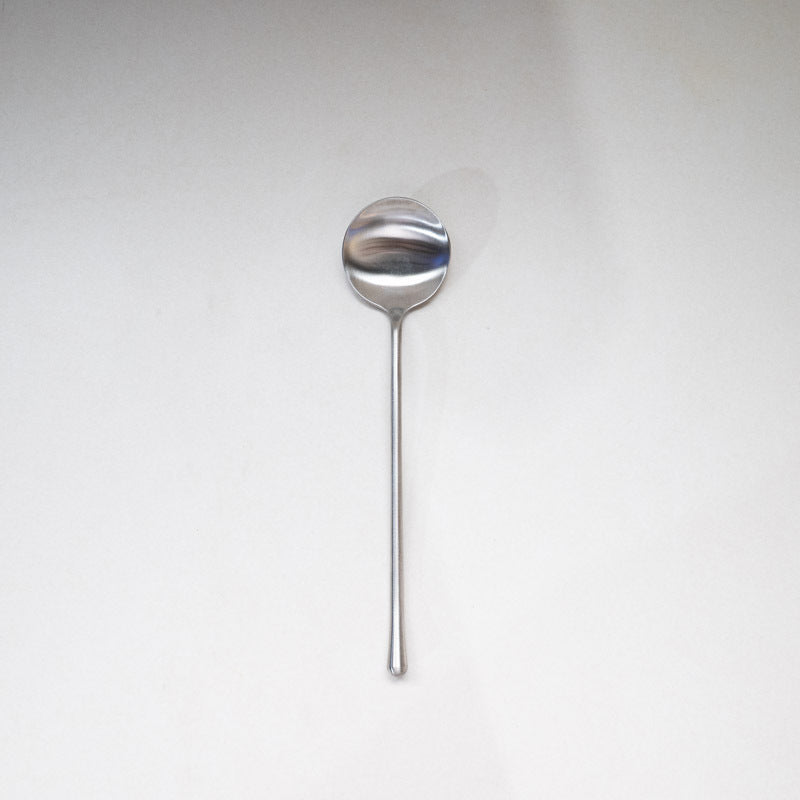 Japanese Style ins304Stainless Steel Thickened Round Dessert Spoon Western Cutlery Set Long Handle Fruit Fork - 图片 9