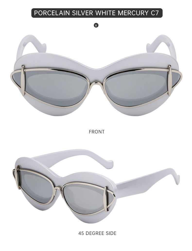 New European and American Fashion Cat Eye Sunglasses for Women Driving, Same Style as Internet Celebrities Y2K Trendy Small Frame Sunglasses sunglas - 图片 37