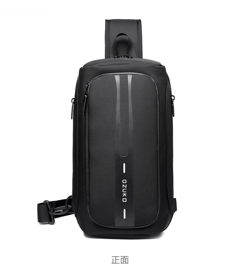 OZUKO Men's Functional Chest Bag Waterproof Crossbody Bag Multifunctional Shoulder Bag Outdoor Sports Large Capacity Trendy Bag - 图片 26