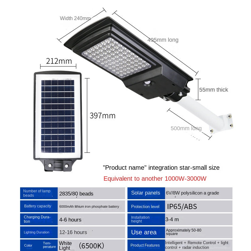 Wholesale Integrated LED Solar Street Light Human Induction New Rural Household Outdoor Garden Lamp ABS Body IP65 for Road - 图片 6
