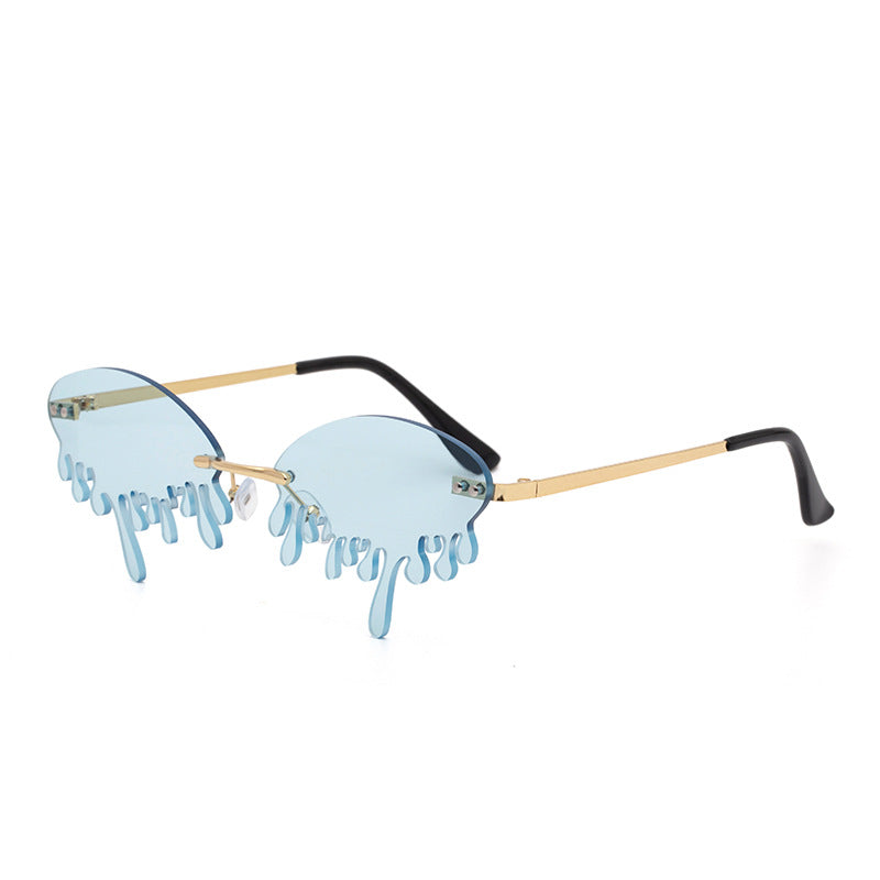 Christmas Costume Personality Tear Sunglasses for Women Metal Frameless Sunglasses Trendy European and American Party Funny Glasses - 图片 6