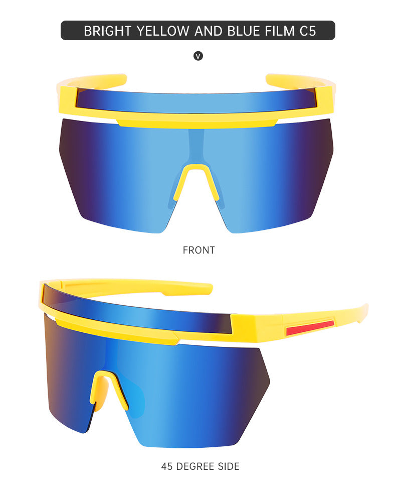 European and American Style Colorful Outdoor Sports Cycling Sunglasses for Women Trendy Fashion One-piece Windproof Sunglasses for Men Wholesale - 图片 21