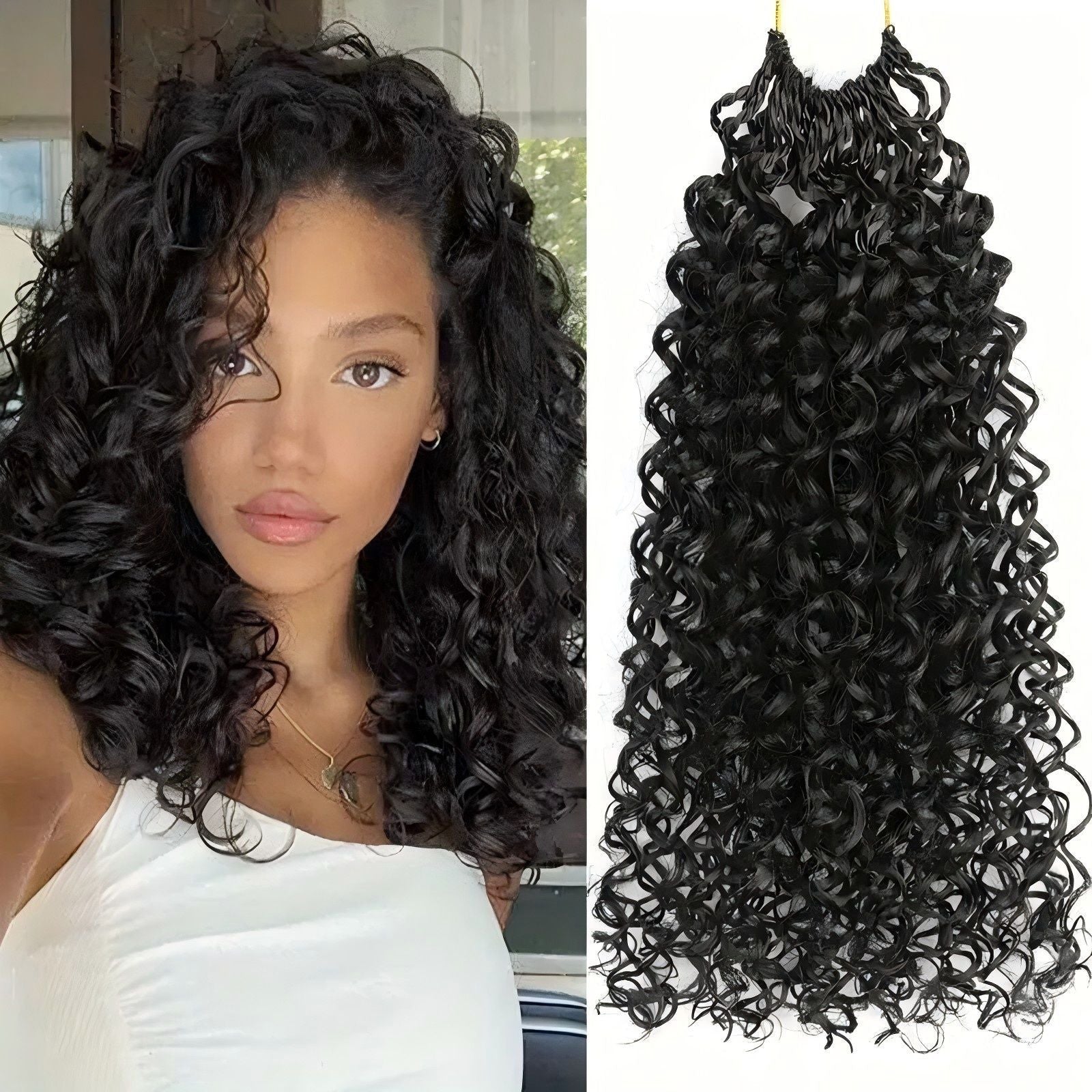 Chemical Fiber Wig MiniGOGOCrochetHair African Two-Strand Small Curl Braids Crochet Celebrity Style Long Curly Hair - 图片 16