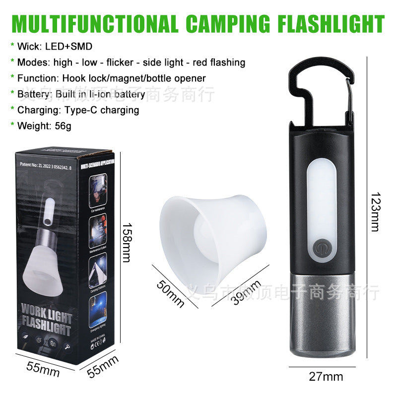 Multifunctional Flashlight Portable Keychain Magnetic Suction Light USB Rechargeable Lighting Work Light LED Sidelight - 图片 5