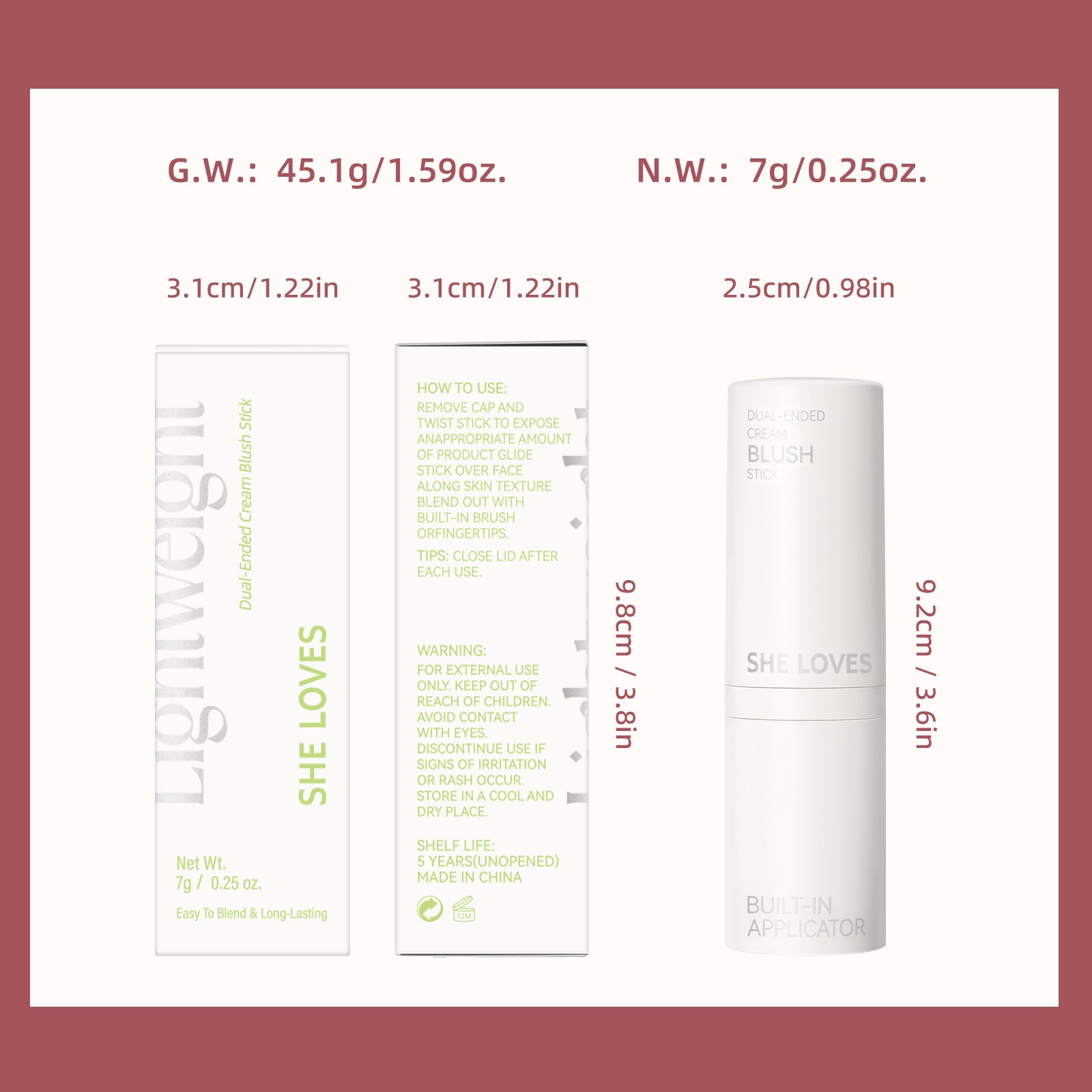 New Product sheloves Blush Stick Long-lasting Natural Color Cream Rouge Low Saturation Expanding Color Makeup - 图片 28