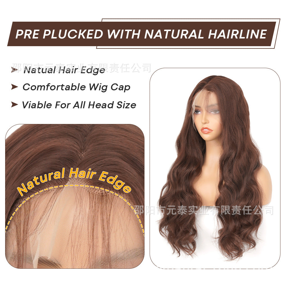 New European and American Style Women's Black Small Middle Part Big Wave Synthetic Long Curly Hair Lace Front Wig Wholesale - 图片 12