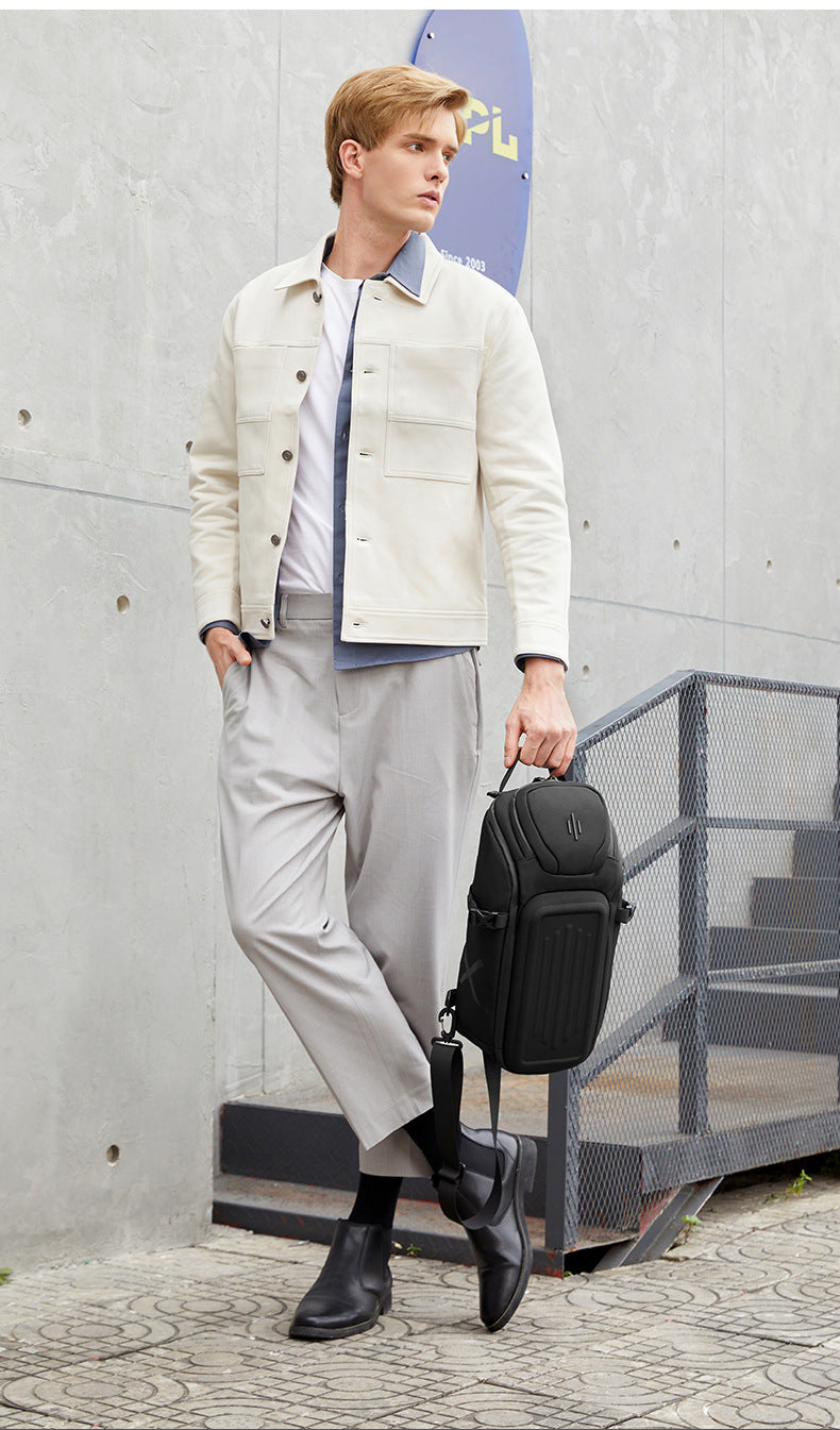 OZUKO Men's Chest Bag Waterproof Crossbody Bag Business Simple Crossbody Bag Trendy Commuter Small Backpack High-End Feel - 图片 20