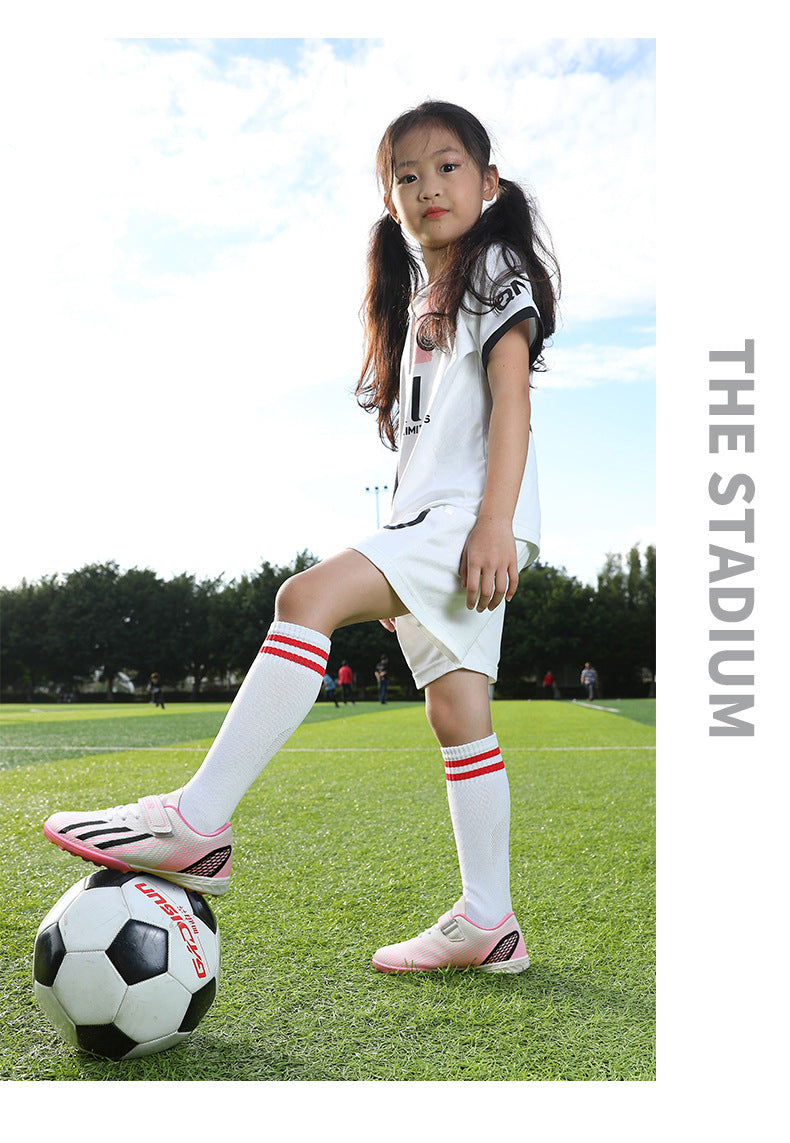 New football shoes for men and women with Velcro for children TF Broken Nail Style Youth Student Grassland Flat Training Shoes - 图片 34