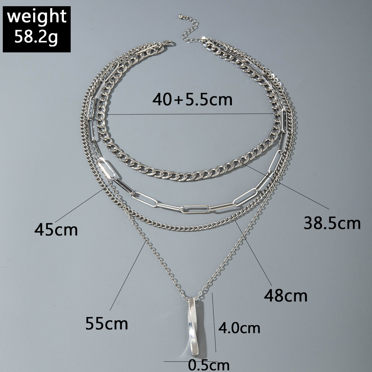 European and American Style Jewelry Hip-Hop Personality Geometric Exaggerated Necklace Heart-shaped Flat Thick Chain Hollow Multi-layer Necklace Wholesale - 图片 12