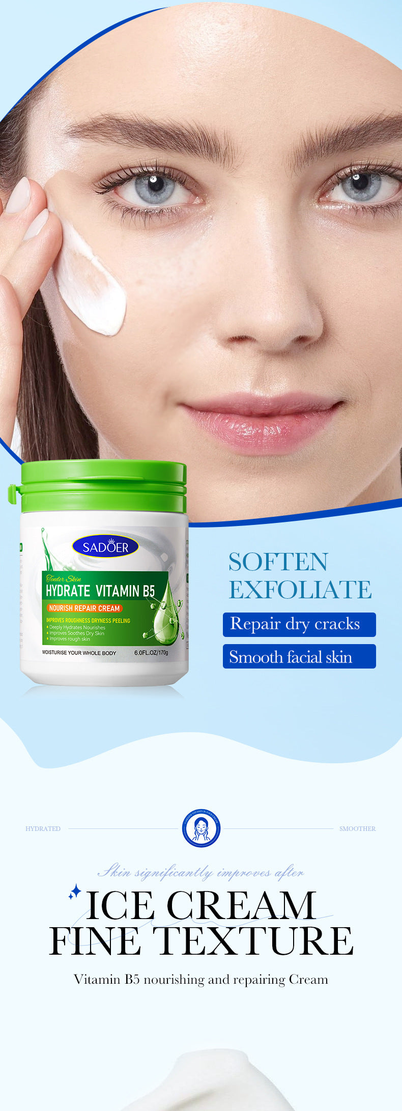 Repair cream170g SADOER Vaseline Vitamin C Hydrating and Moisturizing Face Cream Cross-Border Wholesale - 图片 14
