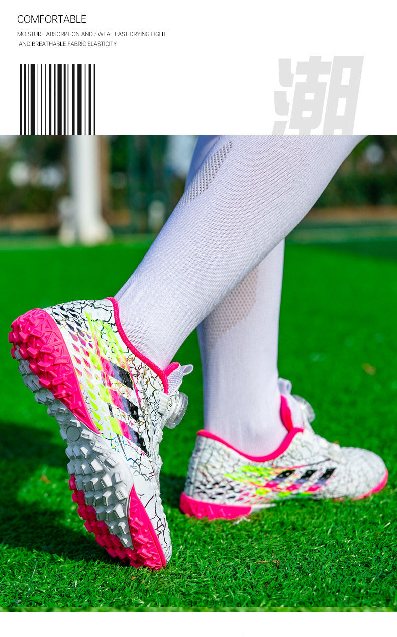 New style soccer shoes for men, women, and children with rotating buckle TF Broken Nail Style Youth Student Grassland Competition Training Shoes - 图片 19
