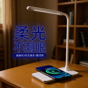 Desk Lamp for Study, Eye Protection Desk Lamp, Bedside Lamp, Desk Lamp USB Wireless Charging Desk Lamp Children's Desk Reading Lamp