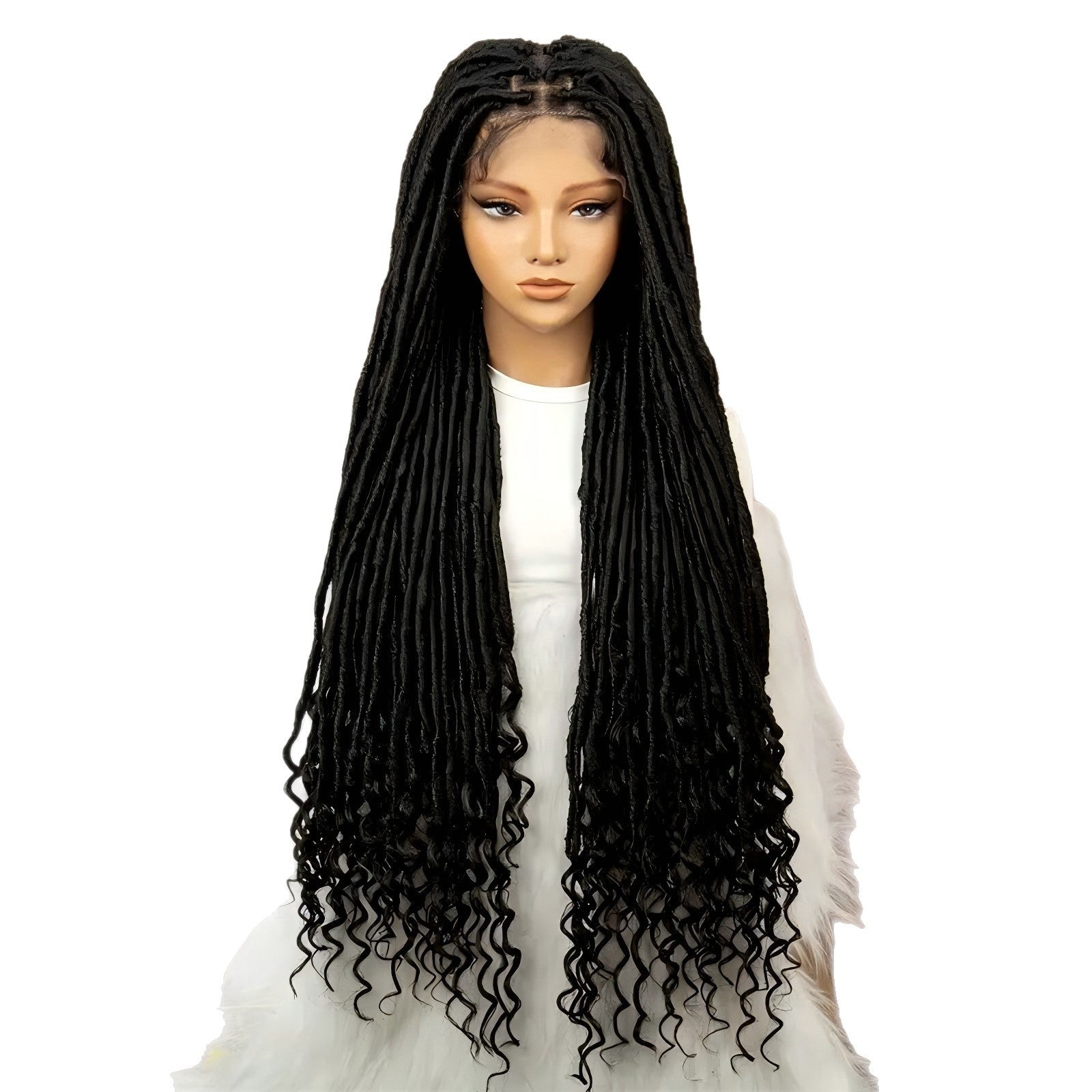 Foreign Trade Cross-Border European American African Women's Full Lace Goddess of Liberty Wig Faux Locs Fashion hair - 图片 5