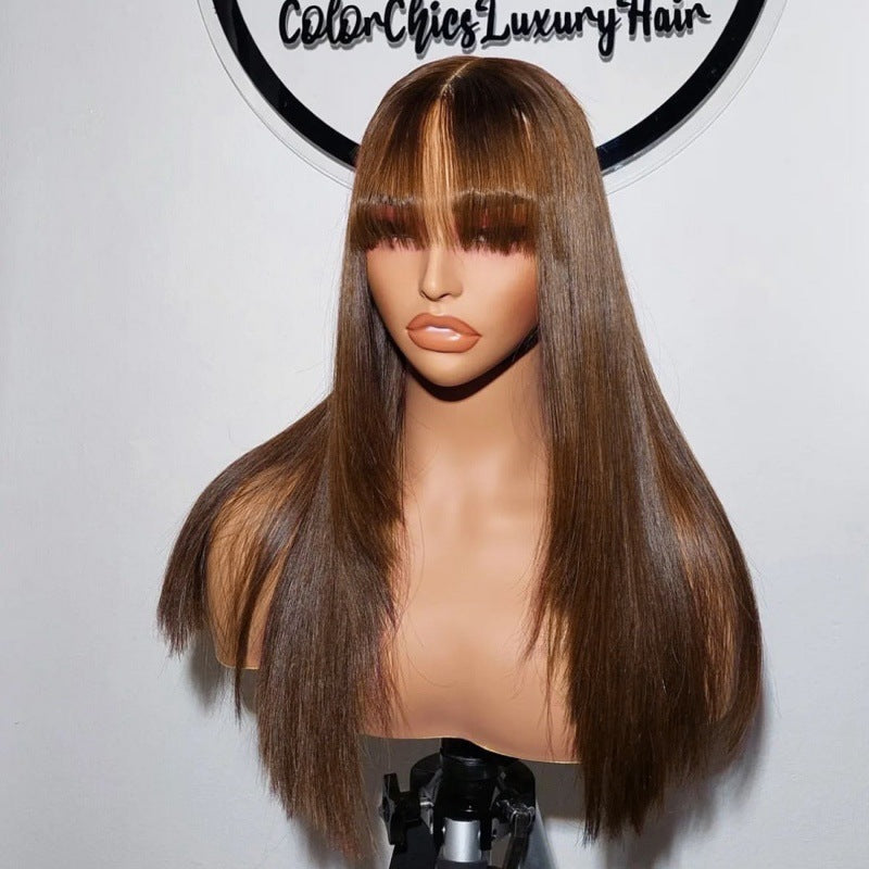 High temperature synthetic Straight Wigs with Bangs - 图片 11