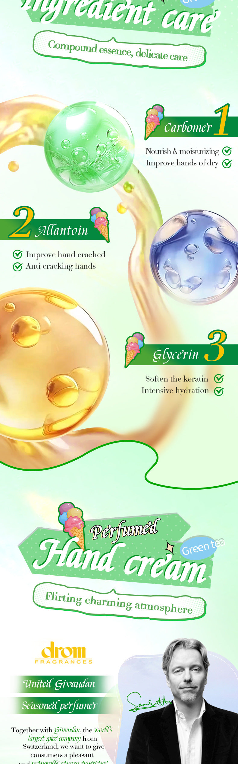 Green Tea Ice Cream Hydrating Hand Cream SADOER Autumn and winter hand cream cross-border foreign trade wholesale - 图片 16