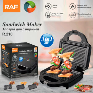 RAF EU Standard 3-in-1 Detachable Sandwich Waffle Panini Grill Steak Maker Breakfast Machine
