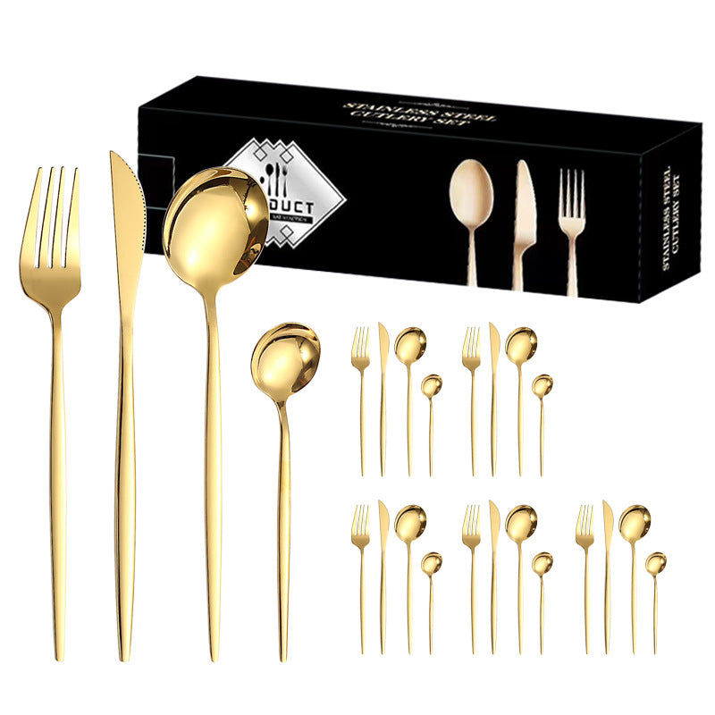 410Stainless Steel Cutlery Western Steak Knife Fork Spoon6People Serving Hotel Restaurant Portugal24Piece Suit - 图片 5