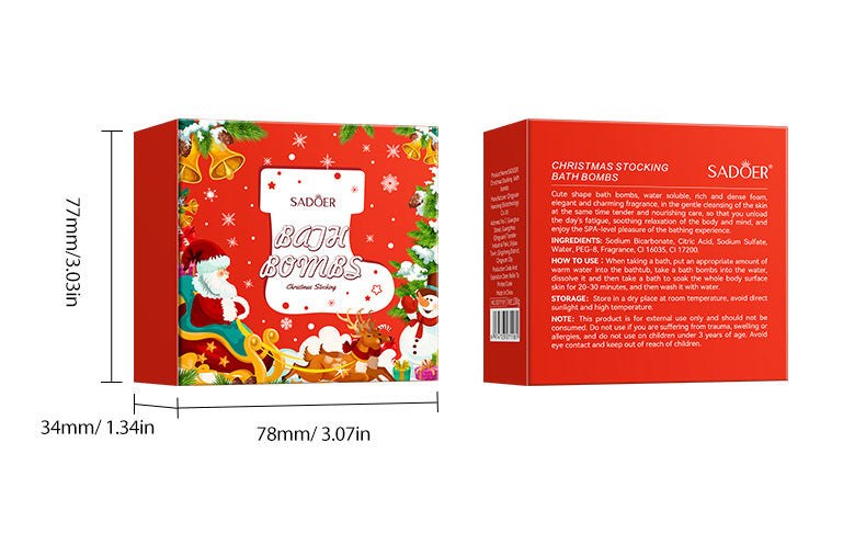 Cross-Border Christmas Stocking Bath Bombs SADOER Deep Cleansing Body Bath Bath Salts Export Manufacturer Wholesale - 图片 16
