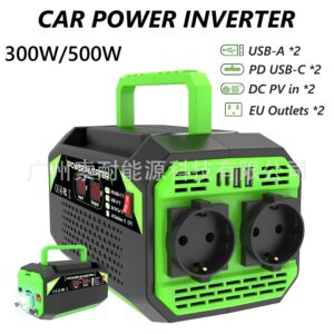 European Standard Socket Car Inverter300W/500W12V Turn220V/230V With dual display/USB/Type-C