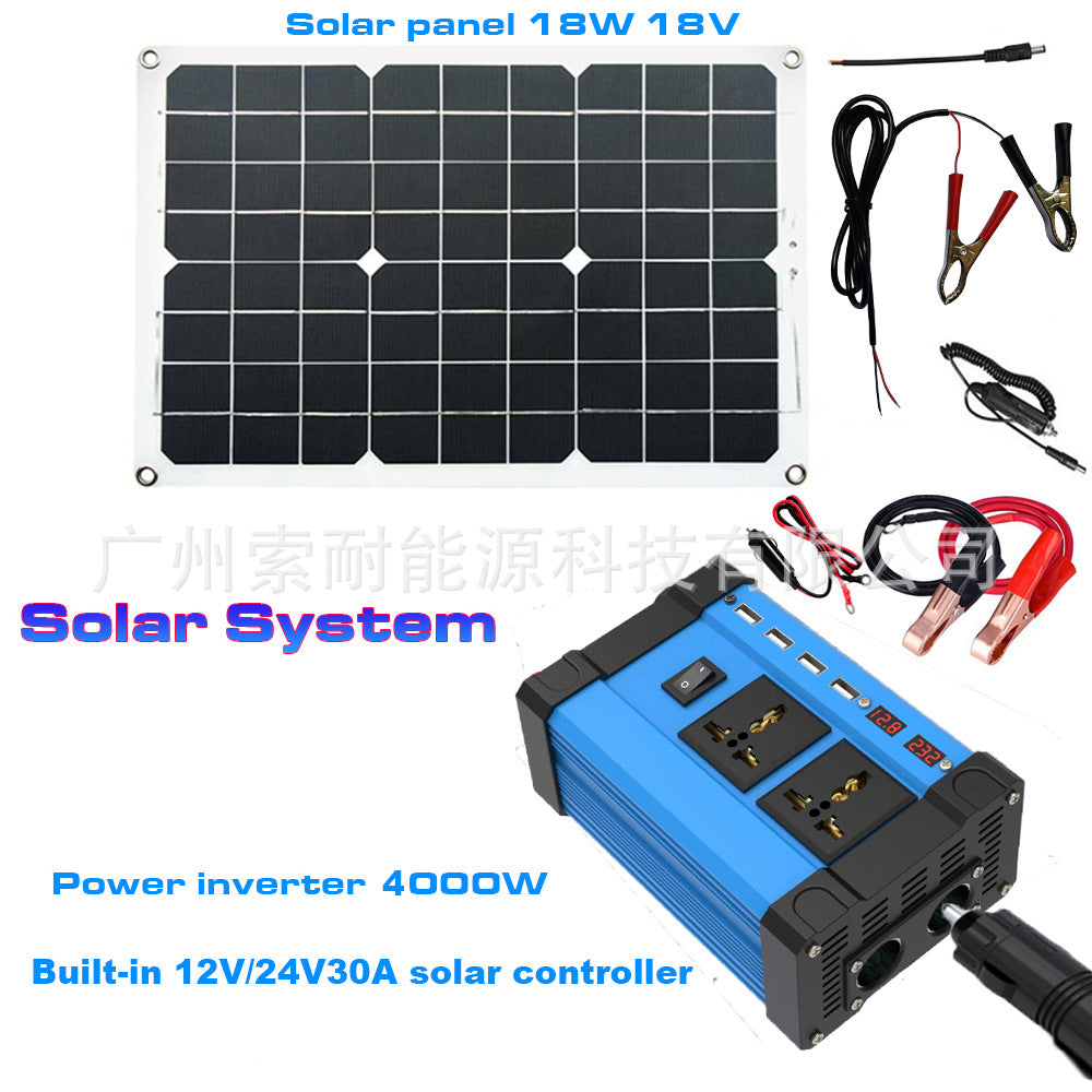 Triumph300W/500W Solar Energy Kit System:12V Inverter+30A Controller+18W Solar Panel - 图片 3