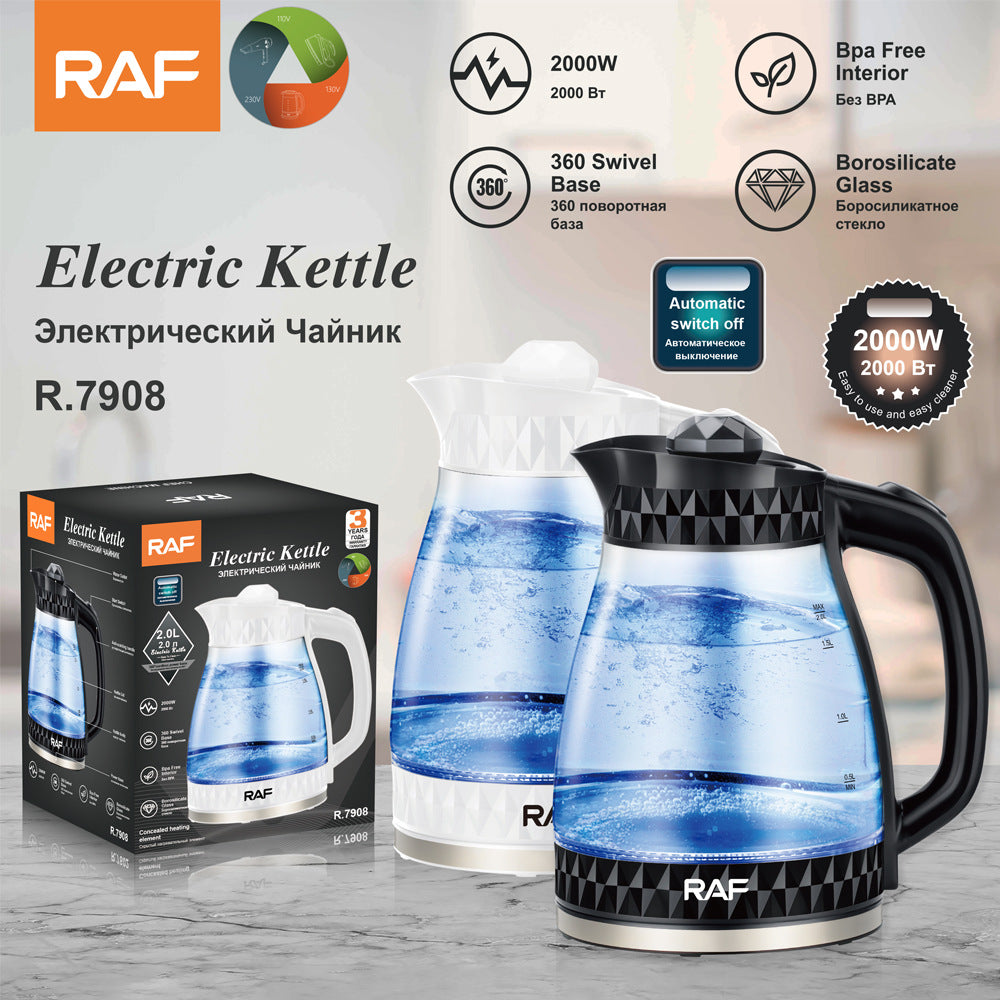 RAF European Standard Transparent Glass2L Electric Kettle Automatic Large Capacity Multi-Functional Kettle Overheat Protection - 图片 10