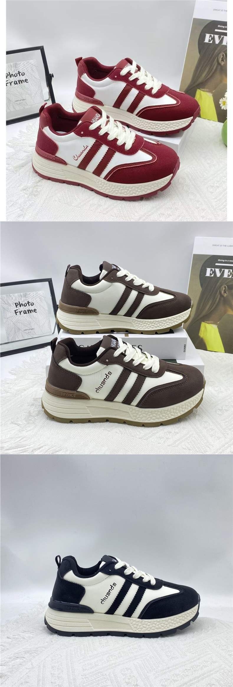 Platform Height Increasing Women's Shoes2025Spring and Summer New Versatile Forrest Gump Soft Sole Sports Casual Dad Shoes - 图片 10