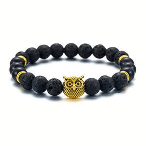 Men's Green Aventurine Volcanic Stone Bracelet8mm Bead Spacer Bracelet Tiger Eye Lapis Lazuli Volcanic Stone Owl Bracelet