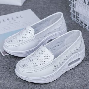 Summer Hollow Breathable Platform Shoes Thick Sole Nurse Shoes Mom Shoes Korean Style Wedge Waterproof Platform Rocking Shoes