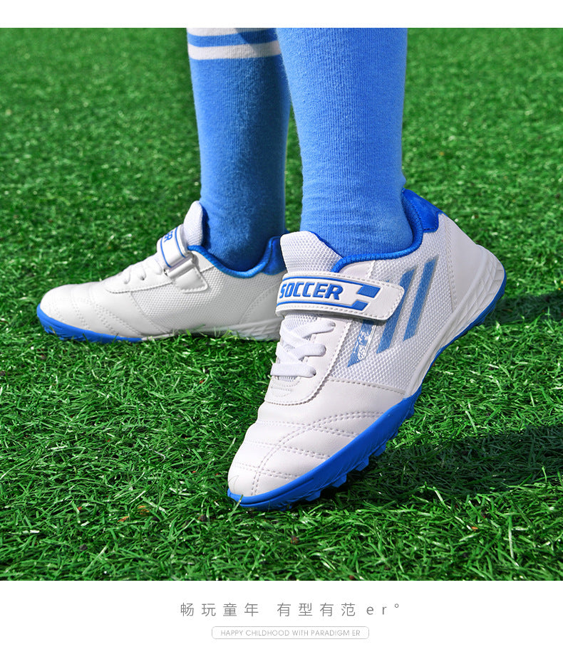 New football shoes for men and women with Velcro for children TF Broken Nail Style Youth Student Grassland Flat Training Shoes - 图片 20