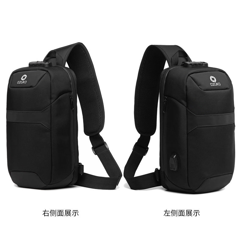 OZUKO Anti-theft Men's Chest Bag Waterproof Oxford Cloth Single Shoulder Crossbody Bag Chest Portable Multifunctional Trendy Bag - 图片 3