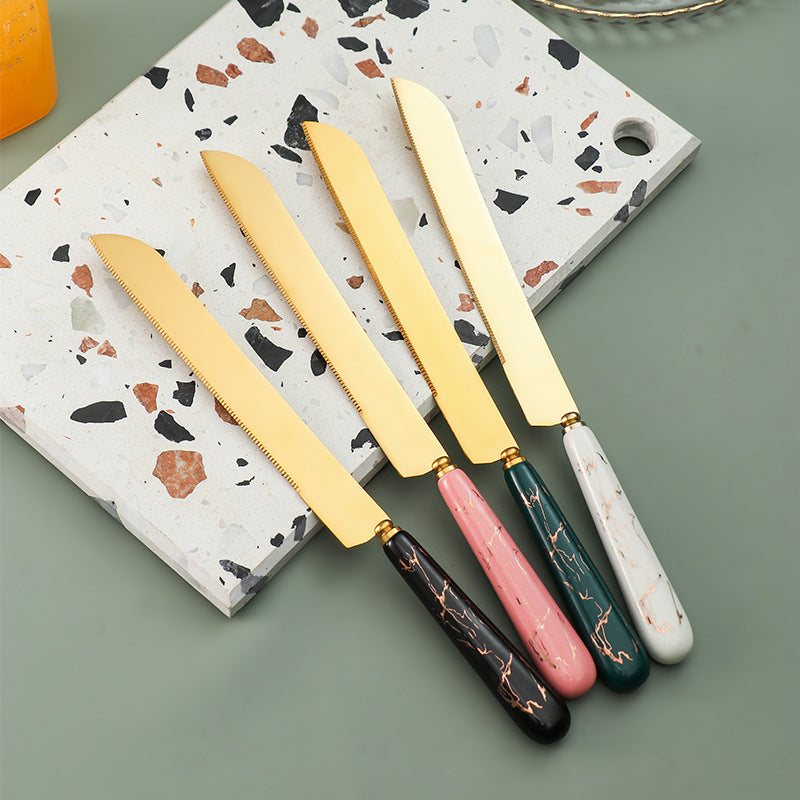 Ceramic Handle Stainless Steel Knife and Spatula Gift Set Creative Baking Tools Cheese Knife Butter Knife Cake Spatula Pizza Spatula - 图片 3