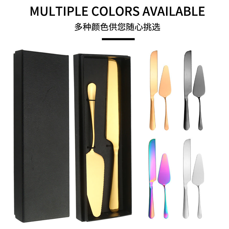 Stainless Steel Cake Knife and Spatula Set for Home Use gold Bread Knife and Spatula Restaurant Pizza Dessert Spatula Baking Utensils - 图片 4
