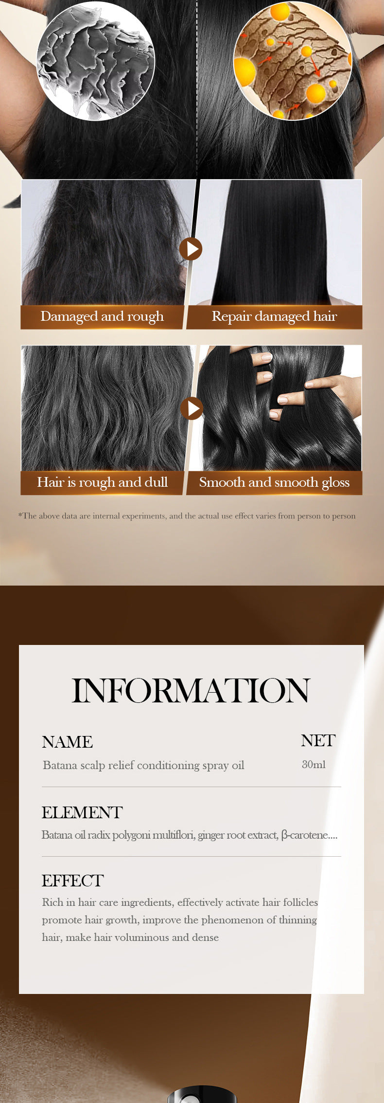 Batahana Hair Care Essential Oil Spray SADOER Soothing and Smooth Hair Conditioner Cross-Border Wholesale - 图片 15