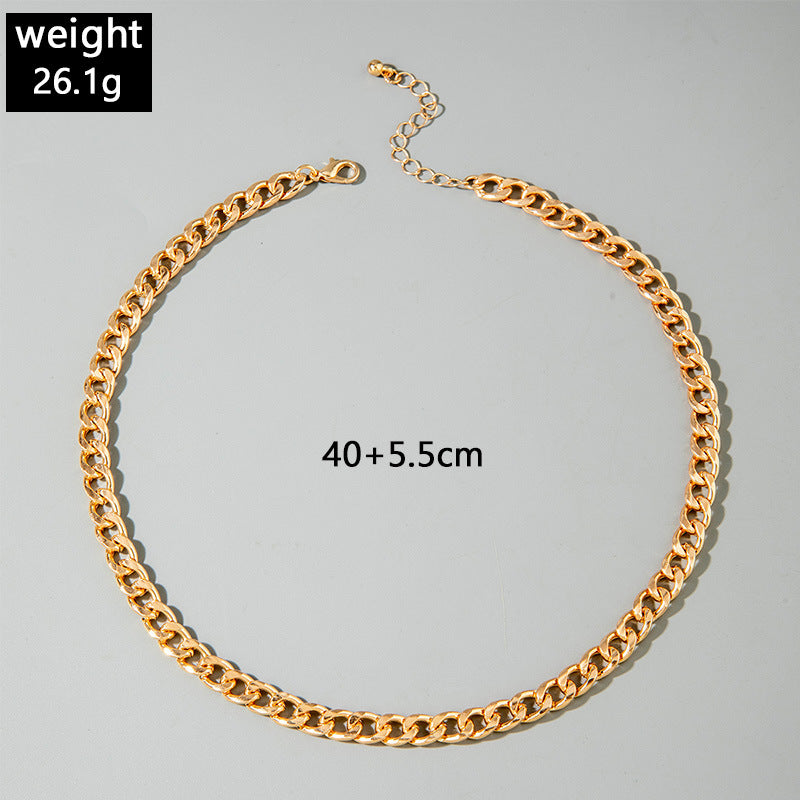 European and American Ornament Fashion Hip-Hop Short Thick Chain Geometric Necklace Metal Exaggerated Necklace - 图片 48